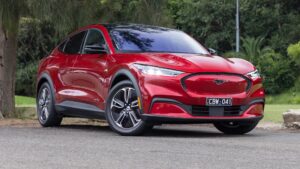 Ford CX727 Mustang Mach-E: red front angle